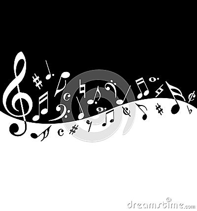 Black and white music notation poster Vector Illustration