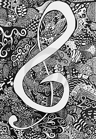 Music Note Zen Tangle Cartoon Illustration