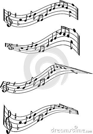 Black and white musical notes Vector Illustration
