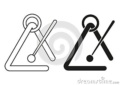 Black And White Musical Triangle Icon Flat Design Vector Stock Photo