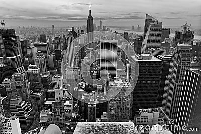 Black And White New York from Sky Editorial Stock Photo