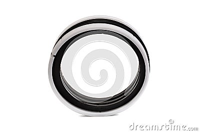 Black and white oil seal isolated on white background Stock Photo