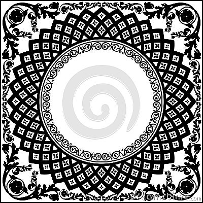 Black white ornamental circle Stock Photo