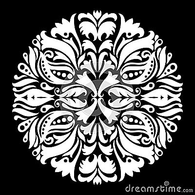 Black and white ornamental round lace Vector Illustration