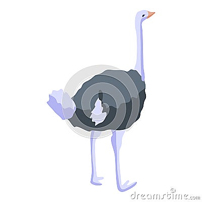 Black white ostrich icon, isometric style Vector Illustration