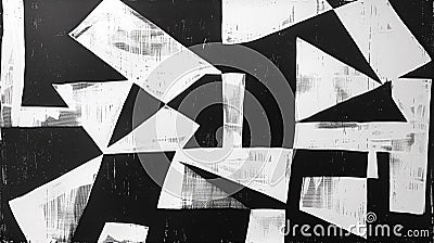 A black and white painting of a bunch of squares, AI Stock Photo