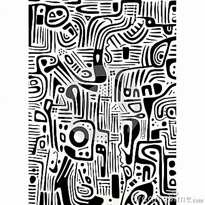 Abstract Doodle Poster With Grotesque Markings And Organic Patterns Stock Photo