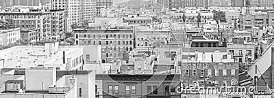 Black and white panorama of Harlem and Bronx, New York. Stock Photo