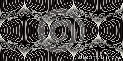 Black and white pattern featuring intricate curved lines creating a modern and visually striking design on a textured Vector Illustration