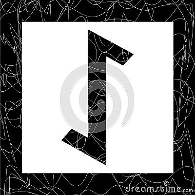 Black-and-white pattern runic letter symbol of the Vikings Cartoon Illustration