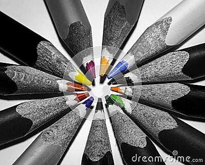 Black and white pencils Stock Photo