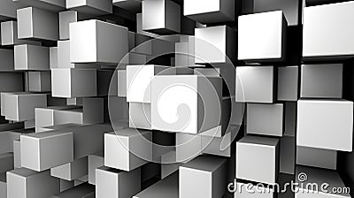 A black and white photo of a bunch of cubes, AI Stock Photo