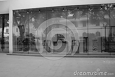 Dense window lines on building Stock Photo