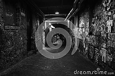Black and white photo of old grunge dirty street Editorial Stock Photo