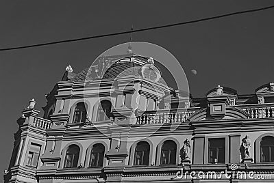 Black and white photography, beautiful architectural building, architecture Stock Photo