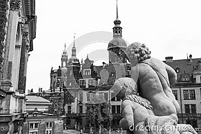 Black and white photography. Dresden in Germany. Stock Photo