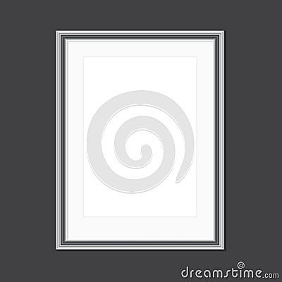 Black and white picture frame with window mat Vector Illustration