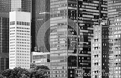 Black and white picture of Manhattan East Side architecture, New York Stock Photo