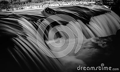 Blurred black and white picture of waterfalls Stock Photo