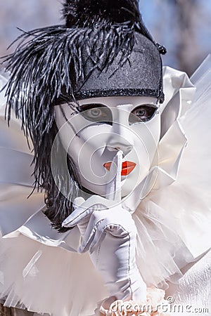 Pierrot at Venetian carnival at Annecy, France Editorial Stock Photo