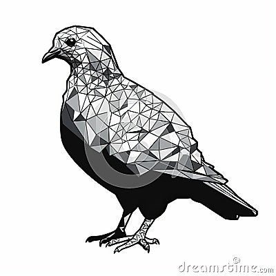 Low Poly Geometrical Pigeon Portrait Illustration Cartoon Illustration