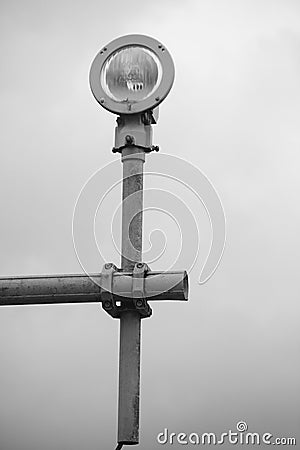 Black and white pitcure of plane runway light Stock Photo