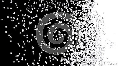 Black and white pixel particles explosion pieces 3D Illustration version 4 Stock Photo