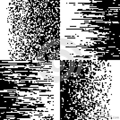 Black and white pixelation, pixel gradient mosaic, pixelated vector backgrounds Vector Illustration