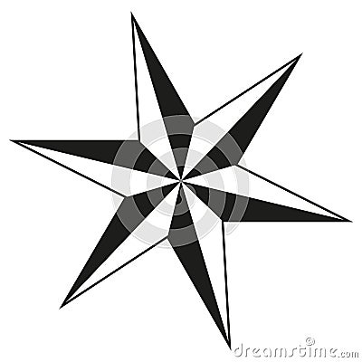 Black and white 6 point star silhouette Vector Illustration