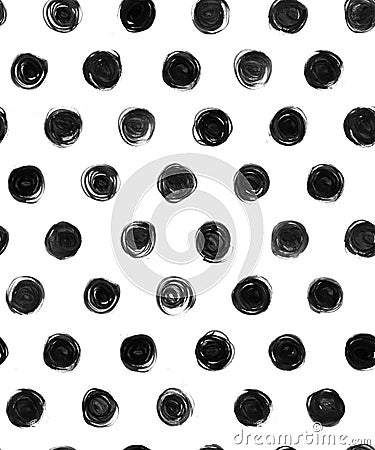 Black and white Polka Dot Seamless Pattern Paint Stock Photo