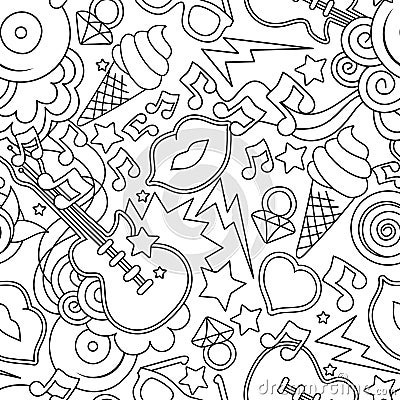 Black and white pop art seamless vector pattern. Background for Stock Photo