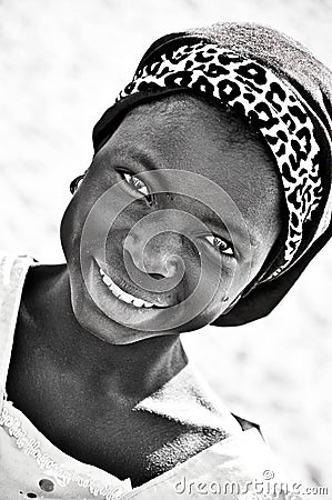 Black and white portrait of african girl Editorial Stock Photo