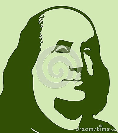 Portrait of Benjamin Franklin on a white background Editorial Stock Photo