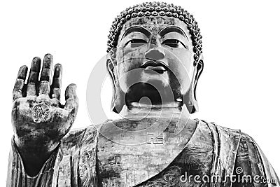 Black and white portrait of big buddha Stock Photo