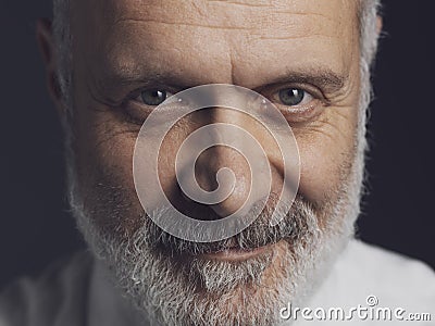 Black and white portrait of a confident mature man Stock Photo