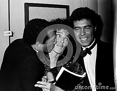 Black and white portrait of iconic actors Richard Pryor and Pam Grier side by side Editorial Stock Photo