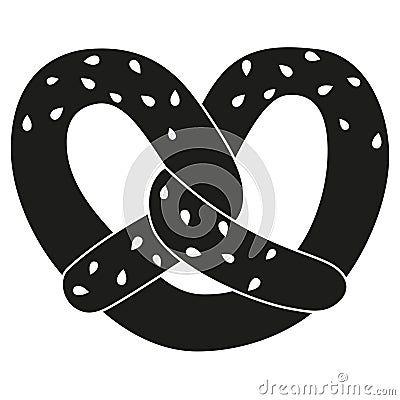 Black and white pretzel with sesame seed silhouette Vector Illustration