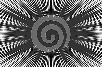Black and white radial lines comics style backround. Manga action, speed abstract Vector Illustration