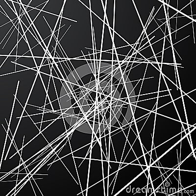 Black and White Random Lines Abstract Background Vector Illustration