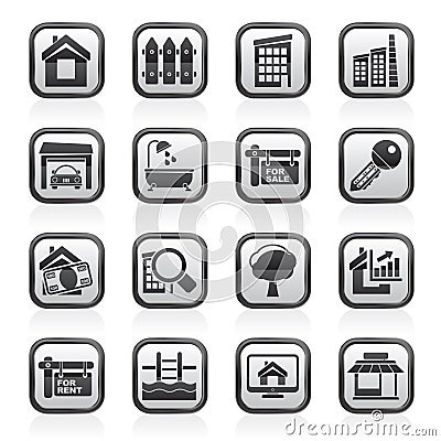 Black an white real Estate Icons Vector Illustration