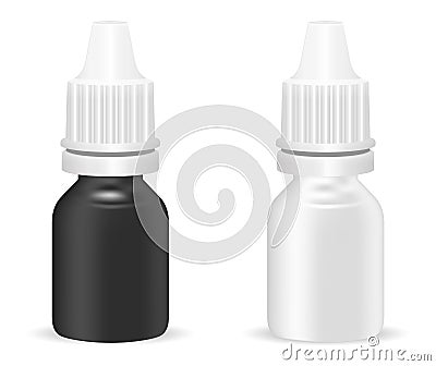 Black and white realistic plastic medical bottle Vector Illustration