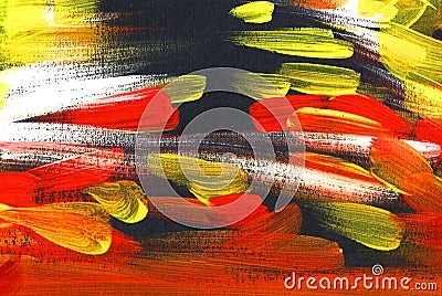 Black, white, red, yellow abstract background. Hand painted illustration Cartoon Illustration