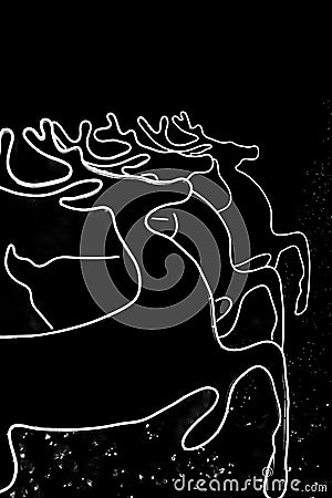 Black and white Reindeer neon decoration for Christmas seadon Stock Photo