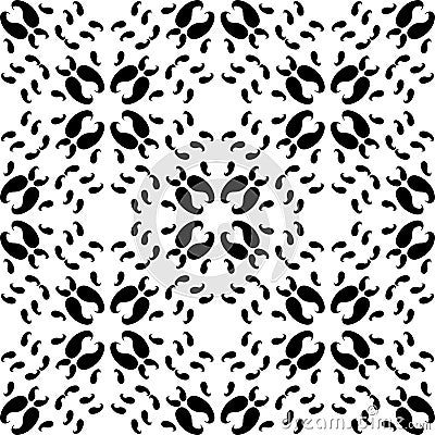 Black and White repeated small paisley Flower Shaping design On white background vector illustrations Vector Illustration