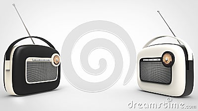 Black and white retro looking radios Stock Photo