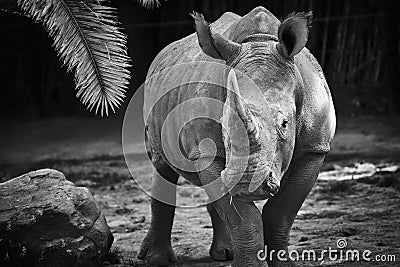 Black and white rhino Stock Photo