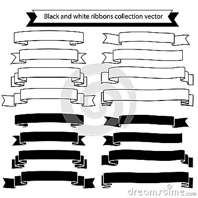 Black and white ribbons collection Stock Photo