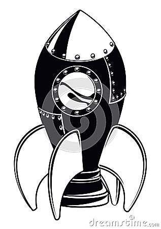 Black and white rocket Vector Illustration