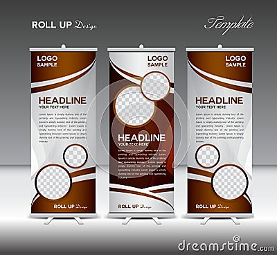 Black and white Roll Up Banner template vector illustration, coffee roll up stand, coffee banner Vector Illustration