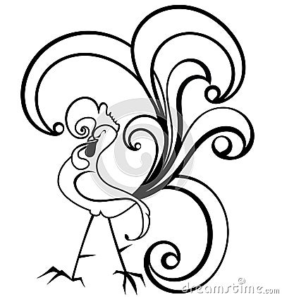 Black and white rooster vector Vector Illustration